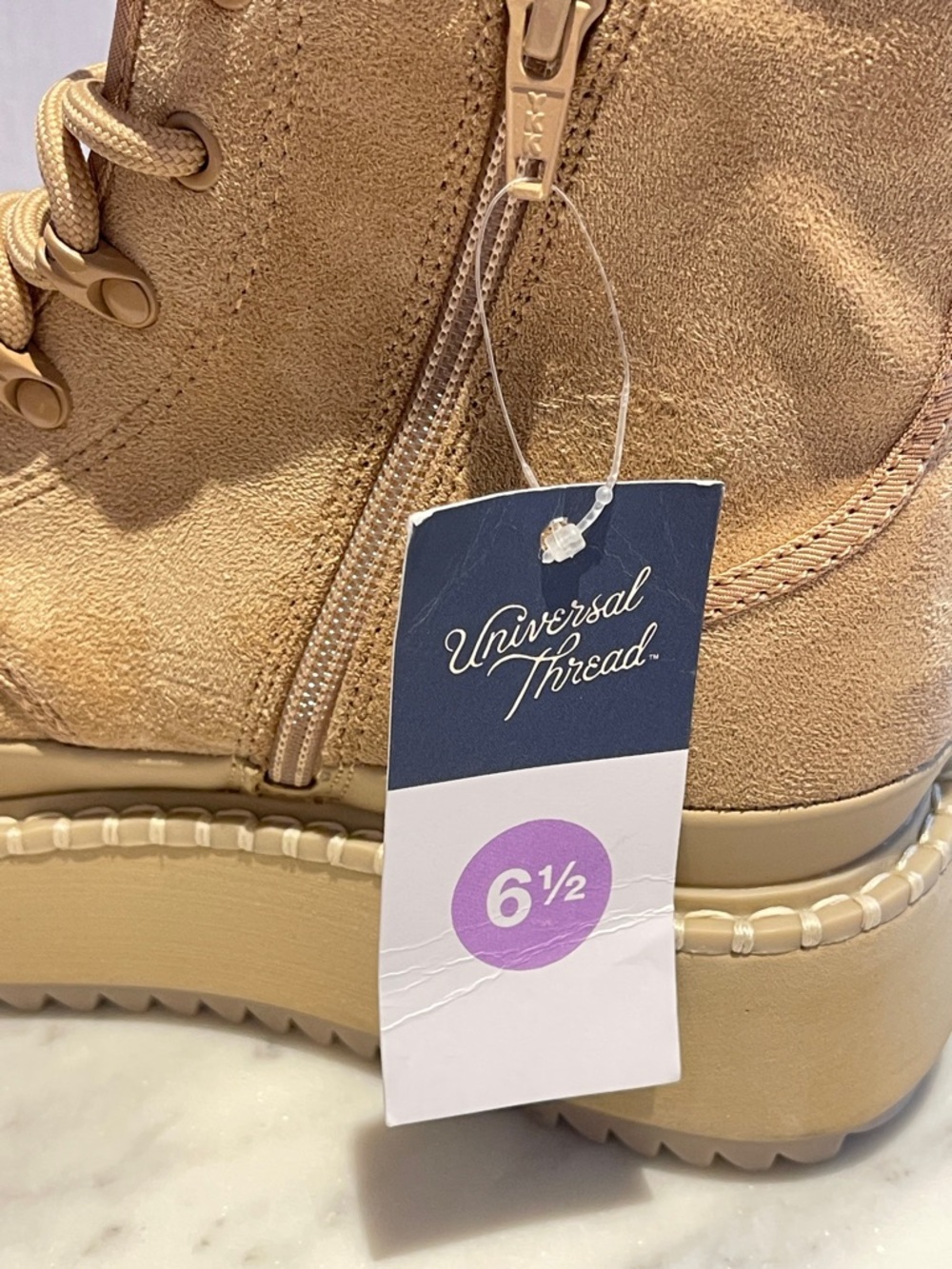 Universal Thread tan Suede Platform Lace-Up Ankle Boots 🥾 6 1/2 - Picture 7 of 8